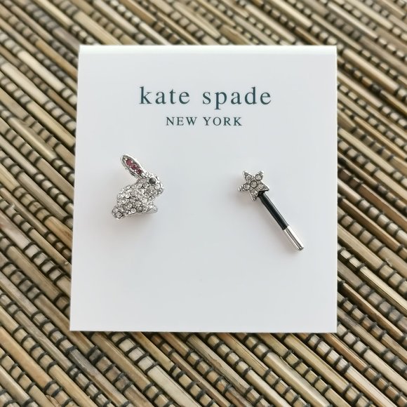 Kate Spade Starring Bunny Asymmetrical Stud Earrings Silver